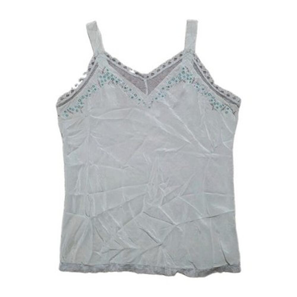 Vtg J. Jill Embroidered Silk Babydoll Cami Tank Womens S Floral Fairycore Boho